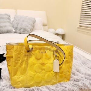 Coach Vibrant Yellow Embossed Tote